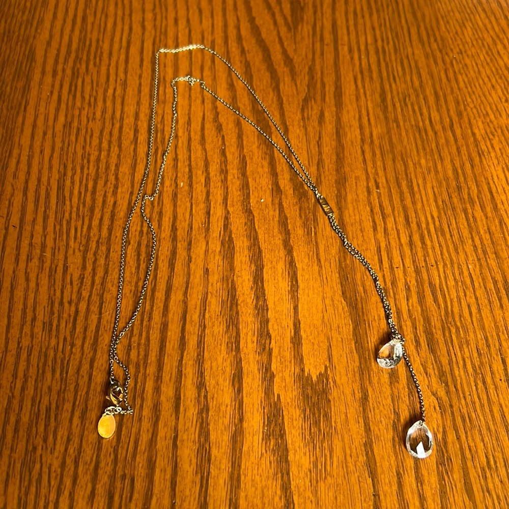 Long year drop jeweled necklace
